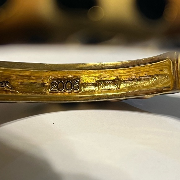 Kenneth Jay Lane Jaguar Gold Tone Cuff Bracelet & Leopard Half Hoop Earrings - Picture 5 of 6